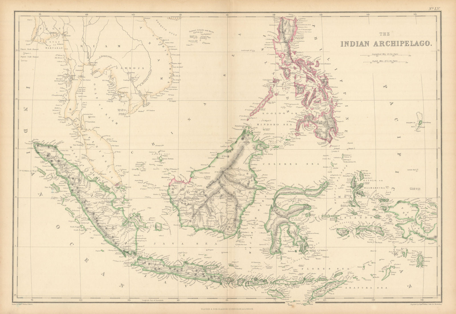 The Indian Archipelago. East Indies Indonesia Philippines. WELLER 1859 old map
